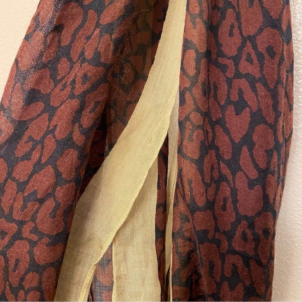 LOFT lightweight Infinity scarf Burgundy beige animal leopard print